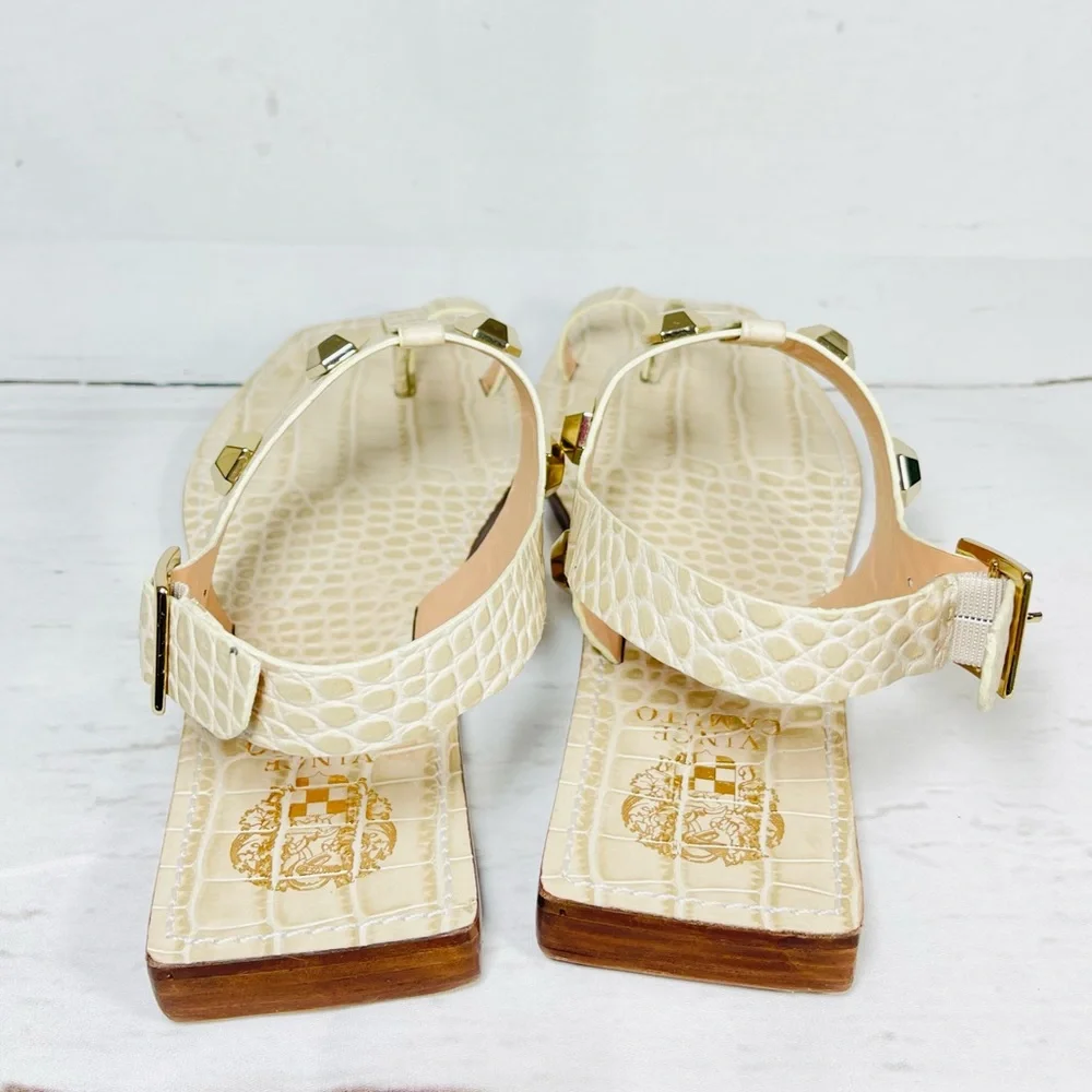 Vince Camuto Dailette Sandals Womens Size 8.5M Slingback Croc‎ Print Studded